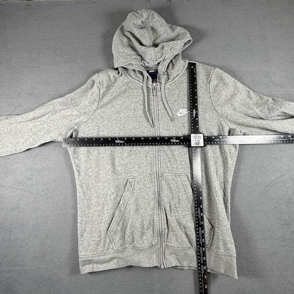 Nike Sweater Mens Size XL Gray Swoosh Full Zip Up Hoodie Sweatshirt - Picture 2 of 5